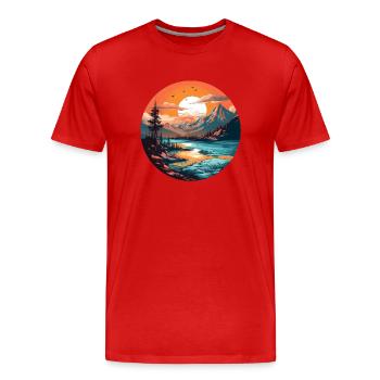 Lac de rêve - T-shirt bio Premium Homme - rouge - Devant - Damien (186cm)