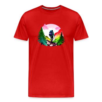 Hiking Mountain Hiking Mountain Hiking - Men's Premium Organic T-Shirt - red - Front - Damien (186cm)