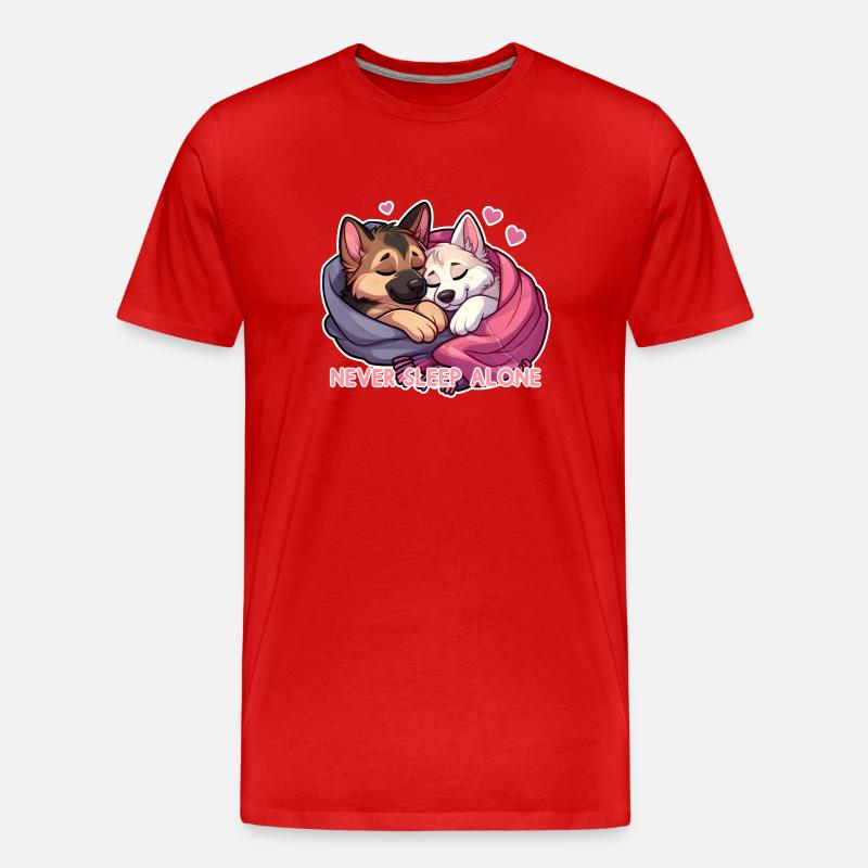 Schlafende Schäferhunde - Never Sleep Alone - Männer Premium Bio T-Shirt - Rot
