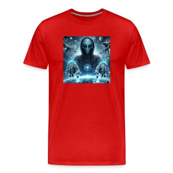 Astrophysique Spiritualité - T-shirt bio Premium Homme - rouge - Devant - Damien (186cm)