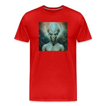 Astrophysique Spiritualité - T-shirt bio Premium Homme - rouge - Devant - Damien (186cm)