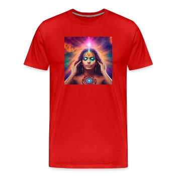 Spiritualité de l’espace - T-shirt bio Premium Homme - rouge - Devant - Damien (186cm)