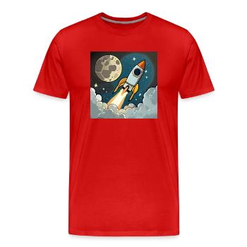 Emmenez-moi sur la lune Démarrage d’une fusée spatiale vintage - T-shirt bio Premium Homme - rouge - Devant - Damien (186cm)