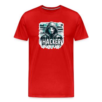 Hacker - Illustration - T-shirt bio Premium Homme - rouge - Devant - Damien (186cm)
