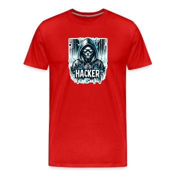 Hacker - Illustration - T-shirt bio Premium Homme - rouge - Devant - Damien (186cm)