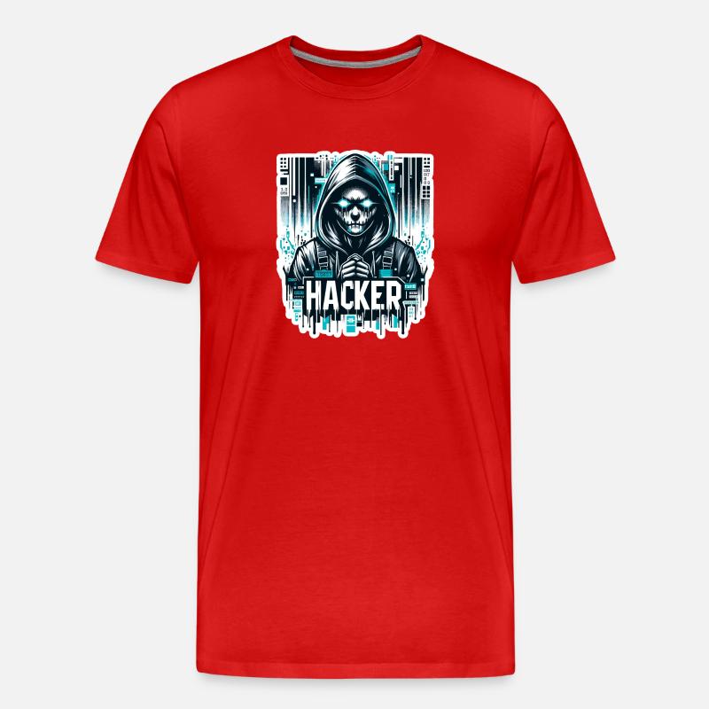 Hacker - Illustration - Männer Premium Bio T-Shirt - Rot