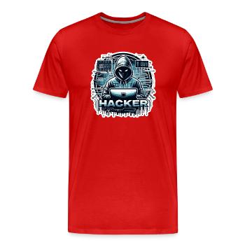 Hacker - Illustration - T-shirt bio Premium Homme - rouge - Devant - Damien (186cm)