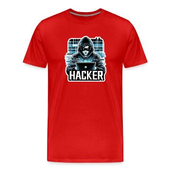 Hacker - Illustration - T-shirt bio Premium Homme - rouge - Devant - Damien (186cm)