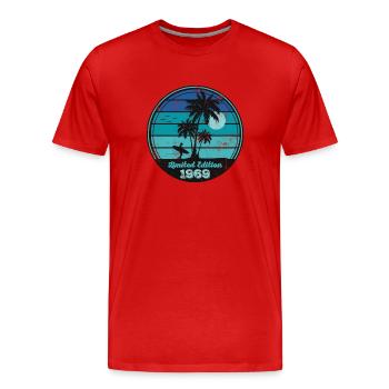 Vintage 1969 - Männer Premium Bio T-Shirt - Rot - Vorne - Damien (186cm)
