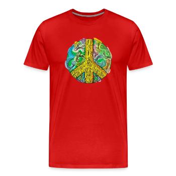 Paix - signe de paix aquarelle abstrait - T-shirt bio Premium Homme - rouge - Devant - Damien (186cm)