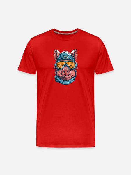 Schwein Brille - Männer Premium Bio T-Shirt - Rot
