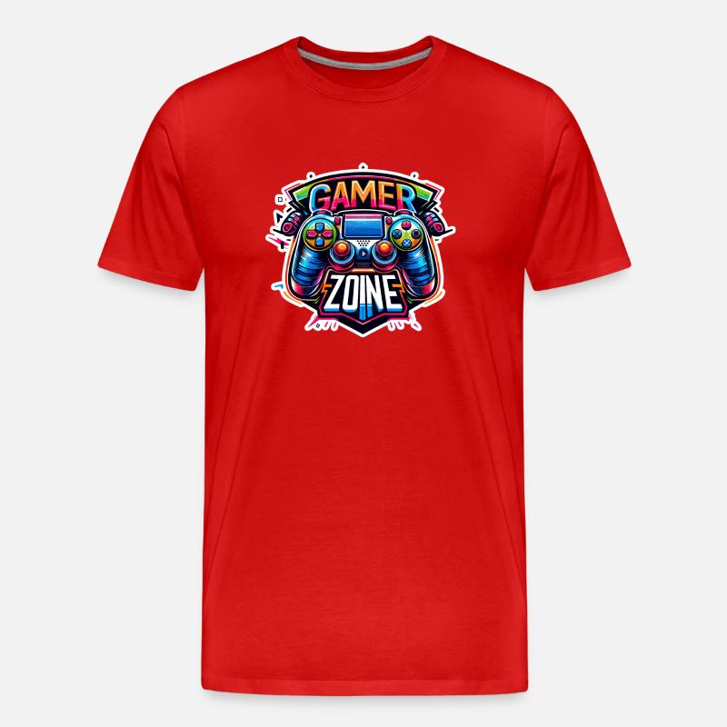 Gamer Zone - Controller Illustration - Männer Premium Bio T-Shirt - Rot
