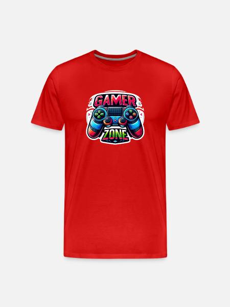 Gamer Zone - Controller Illustration - Men's Premium Organic T-Shirt - red