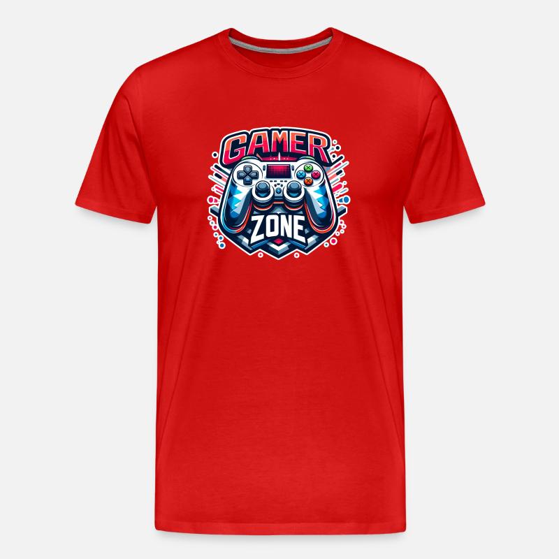 Gamer Zone - Controller Illustration - Männer Premium Bio T-Shirt - Rot