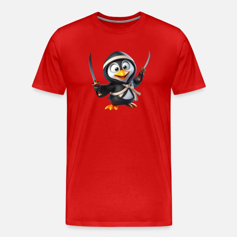Ninja Pinguin - Männer Premium Bio T-Shirt - Rot