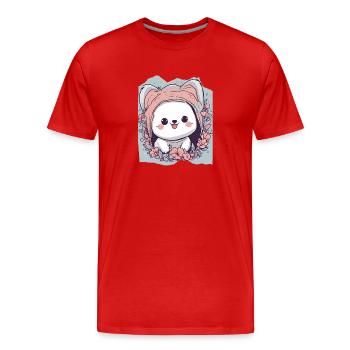Lunatique Wonderland Companion Animal de compagnie mignon - T-shirt bio Premium Homme - rouge - Devant - Damien (186cm)