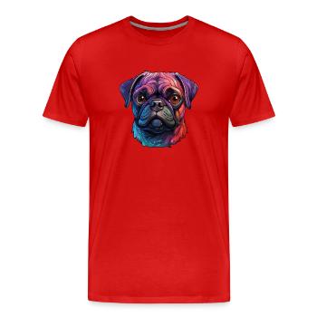 Mops in verschiedenen Farben - Männer Premium Bio T-Shirt - Rot - Vorne - Damien (186cm)