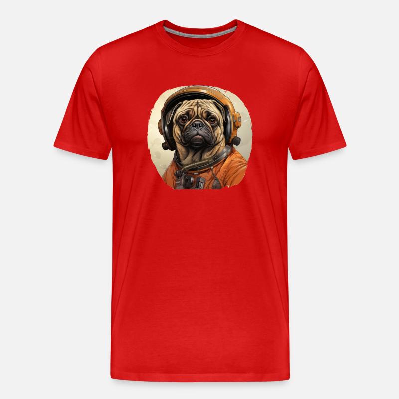 Mops Austronaut - Männer Premium Bio T-Shirt - Rot