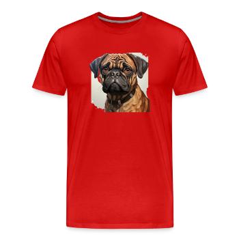 Portrait de carlin - T-shirt bio Premium Homme - rouge - Devant - Damien (186cm)