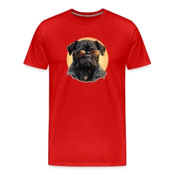 Pug with sunglasses and leather jacket - Men's Premium Organic T-Shirt - red - Front - Damien (186cm)
