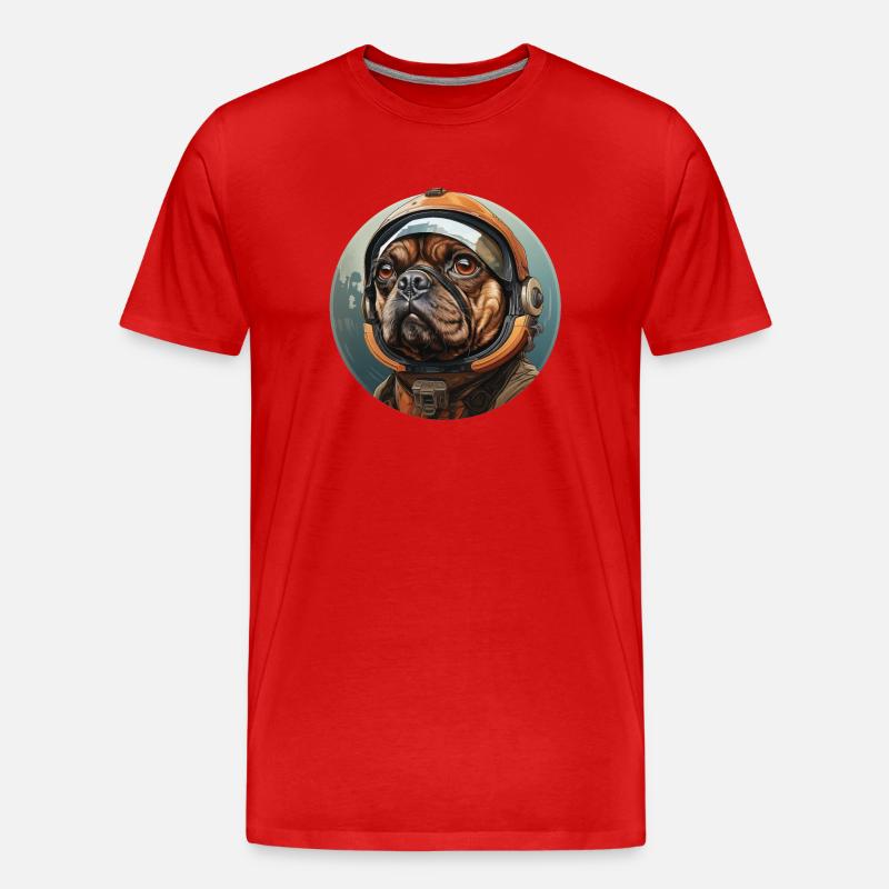 Mops Austronaut - Männer Premium Bio T-Shirt - Rot