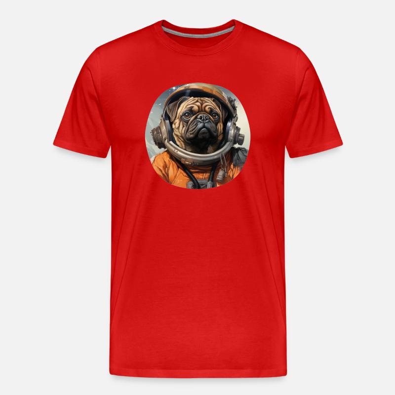 Mops Austronaut - Männer Premium Bio T-Shirt - Rot