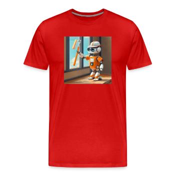 mignon petit orange futuriste vintage robots - T-shirt bio Premium Homme - rouge - Devant - Damien (186cm)
