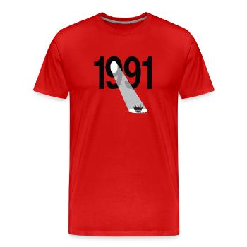Millésime 1991 - T-shirt bio Premium Homme - rouge - Devant - Damien (186cm)