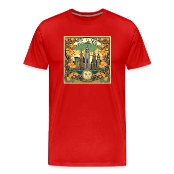 New York Jugendstil Vintage - Männer Premium Bio T-Shirt - Rot - Vorne - Damien (186cm)