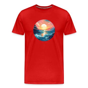 Sonnenuntergang am Meer - Männer Premium Bio T-Shirt - Rot - Vorne - Damien (186cm)