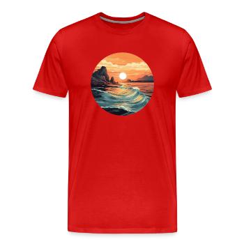 Sonnenuntergang am Morgen - Männer Premium Bio T-Shirt - Rot - Vorne - Damien (186cm)