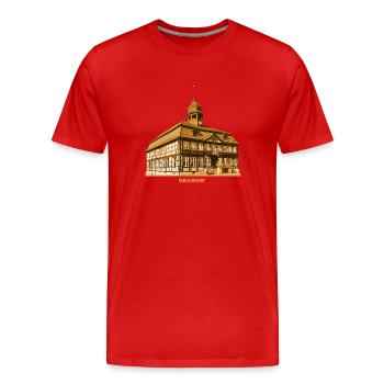 Grabow Rathaus Mecklenburg-Vorpommern - Männer Premium Bio T-Shirt - Rot - Vorne - Damien (186cm)