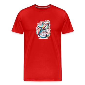 Dream Big - Shooting Star Illustration - Men's Premium Organic T-Shirt - red - Front - Damien (186cm)