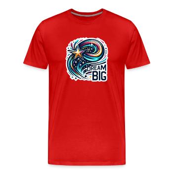 Dream Big - Shooting Star Illustration - Men's Premium Organic T-Shirt - red - Front - Damien (186cm)