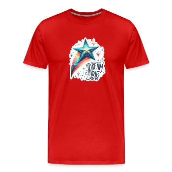 Dream Big - Shooting Star Illustration - Men's Premium Organic T-Shirt - red - Front - Damien (186cm)