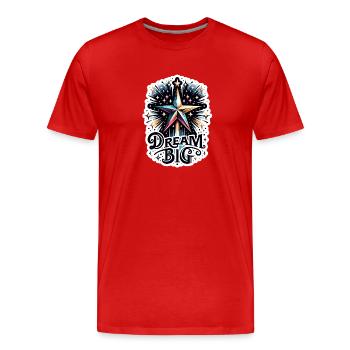 Dream Big - Shooting Star Illustration - Men's Premium Organic T-Shirt - red - Front - Damien (186cm)