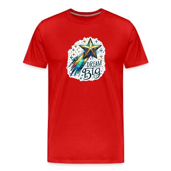 Dream Big - Shooting Star Illustration - Men's Premium Organic T-Shirt - red - Front - Damien (186cm)