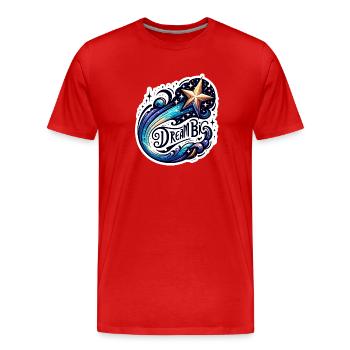 Dream Big - Shooting Star Illustration - Men's Premium Organic T-Shirt - red - Front - Damien (186cm)