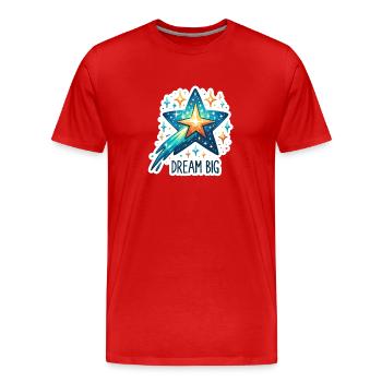 Dream Big - Shooting Star Illustration - Men's Premium Organic T-Shirt - red - Front - Damien (186cm)