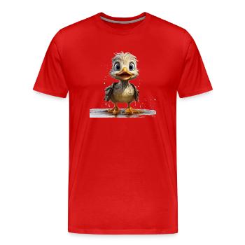 Drôle de canard trempé - T-shirt bio Premium Homme - rouge - Devant - Damien (186cm)