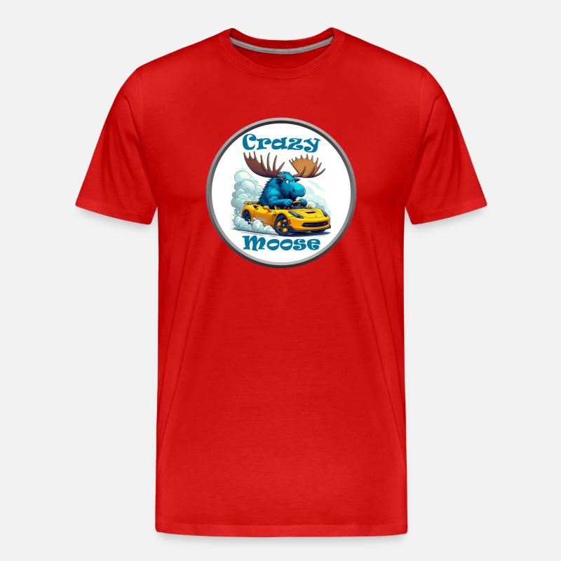 Crazy Moose Power - Männer Premium Bio T-Shirt - Rot
