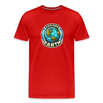 Explore Earth - Erde Illustration - Männer Premium Bio T-Shirt - Rot - Vorne - Damien (186cm)