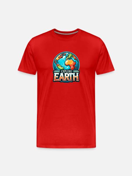 Explore Earth - Earth Illustration - Men's Premium Organic T-Shirt - red