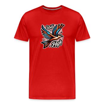 Soar High - Bird Illustration - Men's Premium Organic T-Shirt - red - Front - Damien (186cm)
