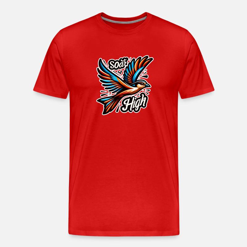 Soar High - Vogel Illustration - Männer Premium Bio T-Shirt - Rot