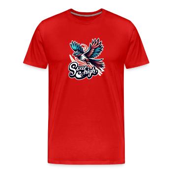 Soar High - bird illustration - Men's Premium Organic T-Shirt - red - Front - Damien (186cm)