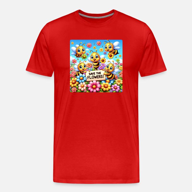 Rettet die Blumen - Männer Premium Bio T-Shirt - Rot