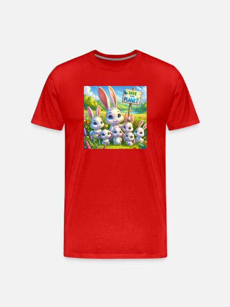 Rabbit Family - Men's Premium Organic T-Shirt - red