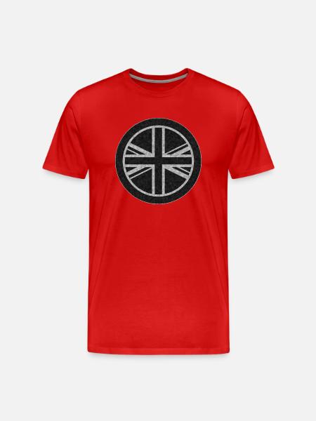 Rund UK Union Jack-flagga svart nödställd Vit ou - Organic T-shirt Ekologisk premium-T-shirt herr - röd