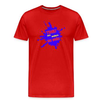 Farbige Courage: Andersartigkeit wagen 3 - Männer Premium Bio T-Shirt - Rot - Vorne - Damien (186cm)